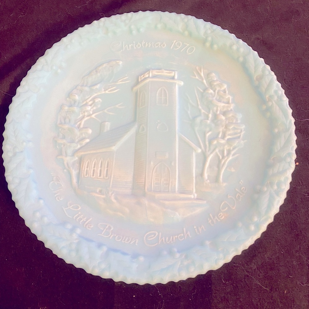 Vintage Fenton Christmas in America 1970 Little Brown Church in the Vale Plate